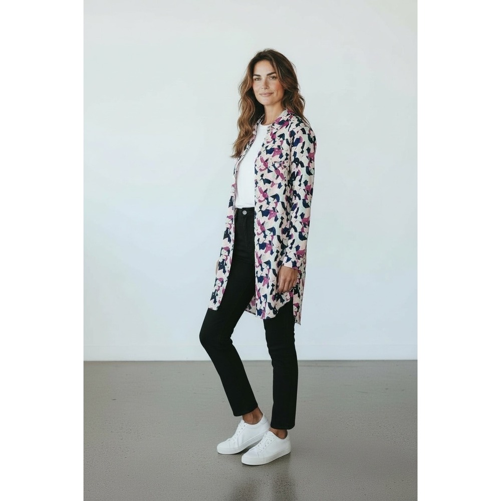 Grace Elements Abstract Print Button Front Long S… - image 2